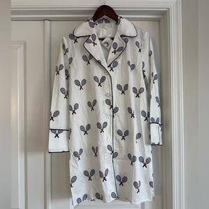 Pajamas White Tennis Racket Print Sleep Shirt